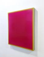 YeunHi Kim, Frühling II, 2024, geschliffene Lasuren, Pigmente auf Reispapier auf Holz, 60 x 50 cm, seitlich