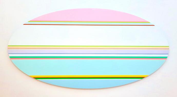 Nicholas Bodde, No. 1550 Oval, 2021, Öl und Acryl auf Aluminium, 90 x 180 cm
