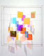 Rosali Schweizer, schräg mit system, 2025, Acrylglas und V2A Draht, 50 x 50 x 20 cm