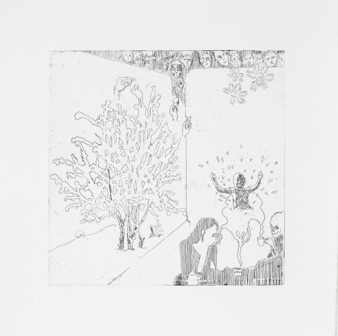 Wolf Hamm, a. d. Reihe "Die äußeren Umstände", Blatt 1 Werdende Mutter, 2013, Ed. 3/5, 19.6 x 19.6 cm, Blatt 28 x 28 cm