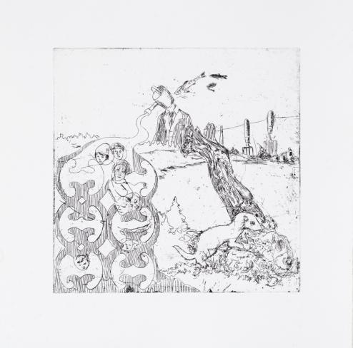 Wolf Hamm, a. d. Reihe "Die äußeren Umstände", Blatt 2 Aus einem Guss, 2013, Ed. 3/5, 19.6 x 19.6 cm, Blatt 28 x 28 cm