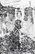 Wolf Hamm, a. d. Reihe "Der Wiederhall", Blatt 2 Der Wiederhall, 2013, Ed. 3/5, 38.8 x 24.7 cm, Blatt 43.5 x 28 cm, Detail