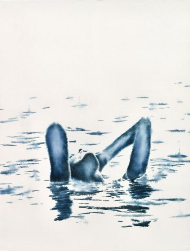 Dieter Mammel, Relax, 2022, Tusche auf Leinwand, 145 x 110 cm