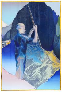 Christofer Kochs, Nebenschauplatz I, 2023, Öl auf gefalteter Leinwand, 120 x 80 cm