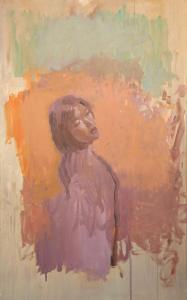 Fernando X. González, anaranjado y verde, 2018, Öl auf Holz, 55 x 33 cm