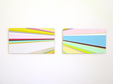 Nicholas Bodde, No. 1032 / No. 1069 horizontal dyn., 2013 / 2014, Öl und Acryl auf Aluminium, je 33.5 x 60 cm