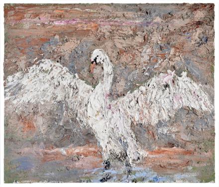 Helmut Helmes, Mein lieber Schwan, 2013, Öl auf Leinwand, 120 x 140 cm