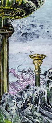 Wolf Hamm, Wenn die Säulen wanken, 2012, Acryl hinter Acrylglas, 50 x 22 cm