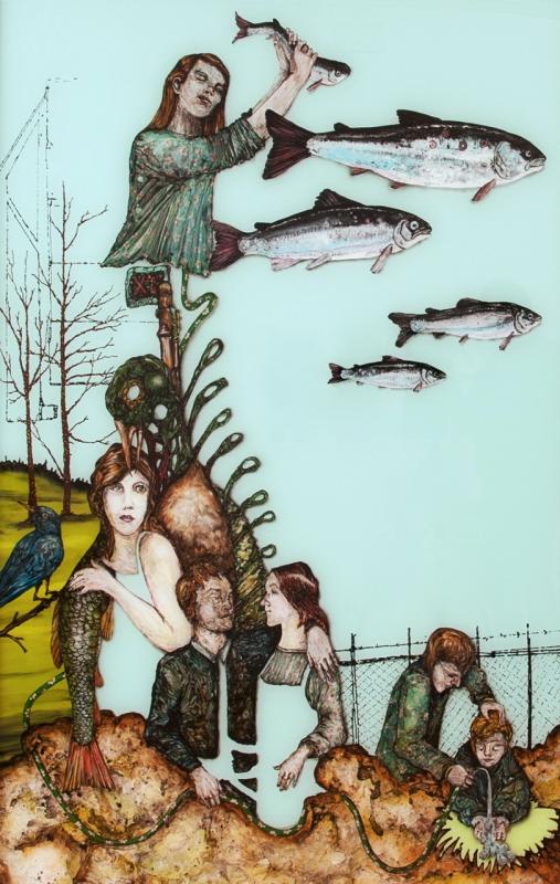 Wolf Hamm, Das Verlöbnis, 2012, Acryl hinter Acrylglas, 200 x 130 cm
