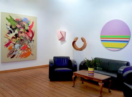 Ansicht der Ausstellung "Alleando" mit Werken von Sebastian Heiner . Dirk Rathke . Robert Krainhöfner und Nicholas Bodde
