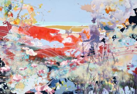 Chika Aruga, Suche nach den Spuren 15, 2019, Acryl auf Leinwand, 110 x 160 cm