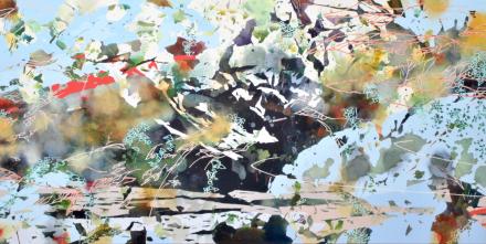 Chika Aruga, Dazwischen 6, 2020, Acryl auf Leinwand, 100 x 200 cm