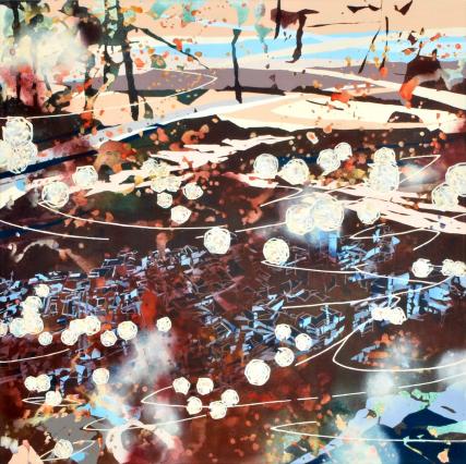 Chika Aruga, Eintauchen 1, 2021, Acryl auf Leinwand, 120 x 120 cm