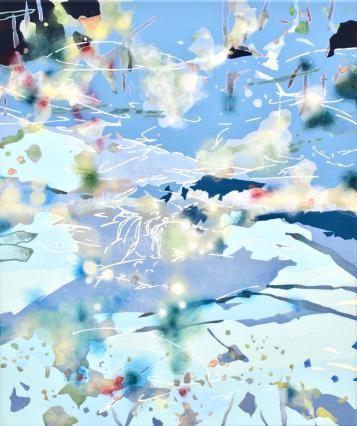 Chika Aruga, Im Fluss der Stille 1, 2026, Acryl auf Leinwand, 60 x 50 cm