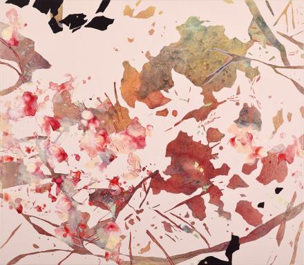 Chika Aruga, Suche nach den Spuren 3, 2018, Acryl auf Leinwand, 70 x 80 cm