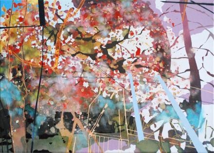 Chika Aruga, Zusammentreffen 2, 2015, Acryl auf Leinwand, 50 x 70cm