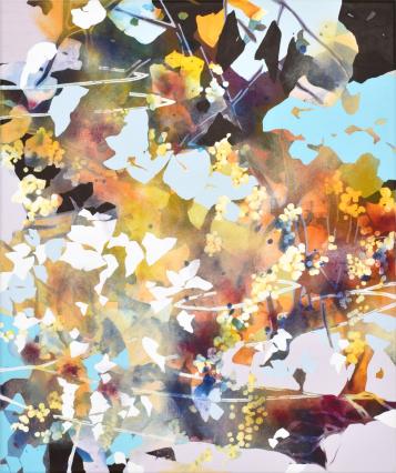 Chika Aruga, hinauf schauen - hinein gehen 8, 2025, Acryl auf Leinwand, 60 x 50 cm