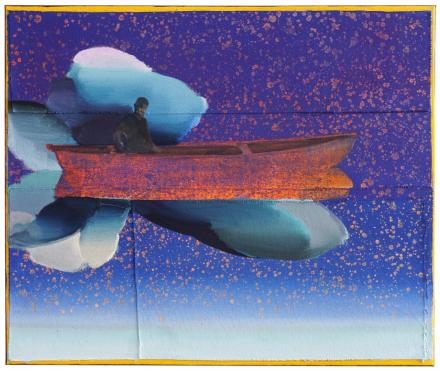 Christofer Kochs, An den Rändern der Erinnerung, 2023, Öl auf gefalteter Leinwand, 40 x 50 cm