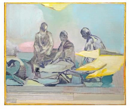 Christofer Kochs, Die letzte Runde, 2020, Öl auf gefalteter Leinwand, 50 x 60 cm