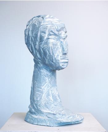 Christofer Kochs, Kopf, 2022, Öl auf Holz, Höhe 38 cm