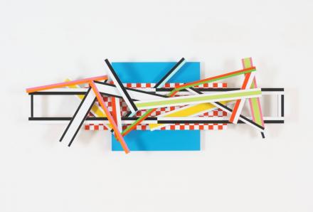 Dieter Balzer, Sampler (17-1), 2017, Folie auf MDF, 25 x 69 x 8 cm