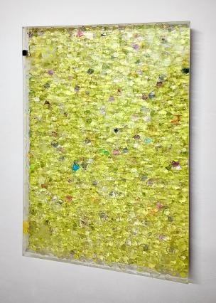 Eckart Hinze, OBJ 30, 2023, Acryl und Harz auf Acrylglas, 107 x 66 cm, seitlich