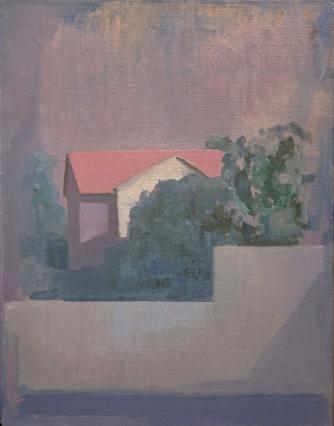 Fernando X. Gonzalez, Muro y Casa, 2018, Öl auf Leinwand, 35 x 27 cm