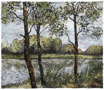 Helmut Helmes, Oberlauf . 2020, Öl auf Leinwand, 120 x 140 cm