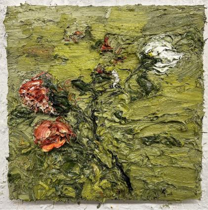 Helmut Helmes, Rosen III, 2026, Öl auf Leinwand, 40 x 40 cm