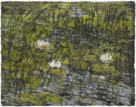 Helmut Helmes, Teich . 2020, Öl auf Leinwand, 70 x 90 cm