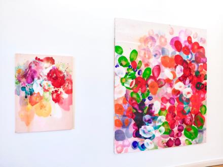 Jürgen Jansen, kiss and make up, 100 x 70 cm, und chloe I, 200 x 170 cm, Ausstellungsansicht Galerie Corona Unger, Bremen