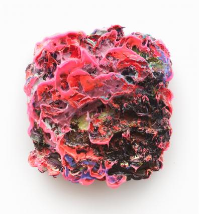 Lev Khesin, Crinkum, 2013, Silikon und Pigmente auf MDF, 52 x 49 x 11 cm