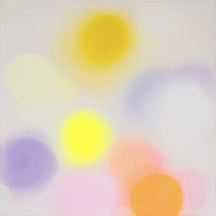 Margit Hartnagel, Arising Colors 7-2-22, 2022, Pigmente in Weihrauchmilch, 90 x 90 x 4,5 cm