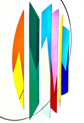 Rosali Schweizer, mittendrin, 2025, Acrylglas und V2A-Draht, Dm 70 cm, T 22 cm, Seitenansicht, Detail