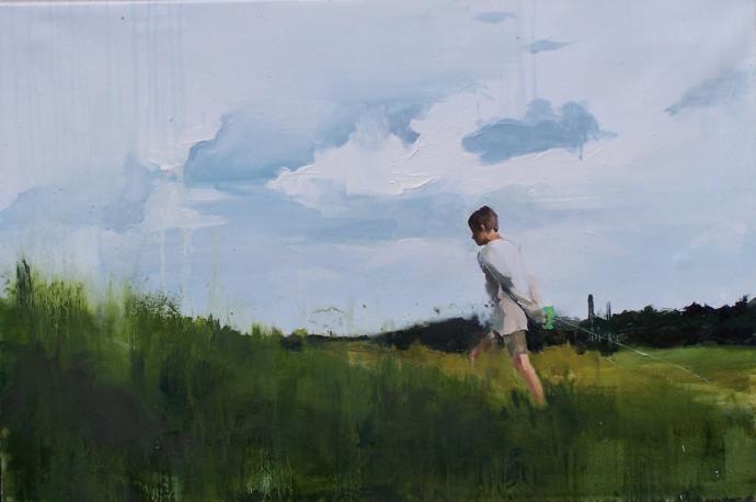 Anna Orbaczewska, boy turning to the left, 2011, Öl auf Leinwand, 40 x 60 cm