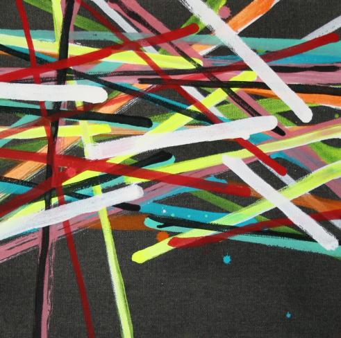 Annegret Hoch, aus der Serie „MIKADO“, 2012, Ei-Tempera und Öl auf Nessel, 40 x 40 cm