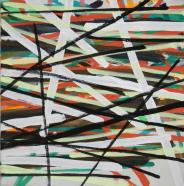 Annegret Hoch, aus der Serie MIKADO, 2013, Öl und Tempera auf Nessel, 50 x 50 cm