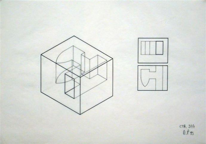 Denis Pondruel, Axonometrische Zeichnung, 2005, Tusche auf Papier, 29.5 x 42 cm