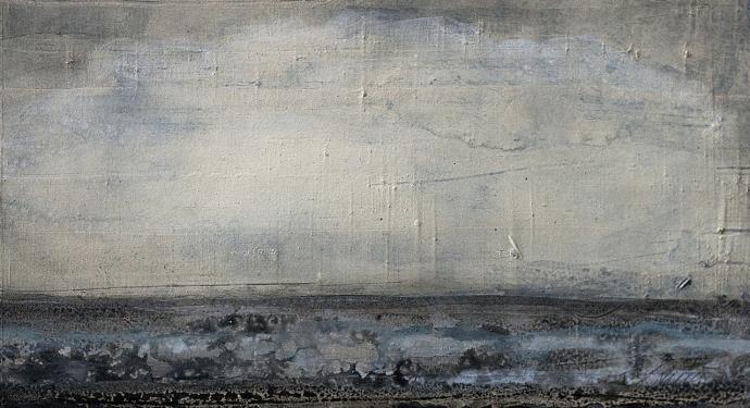 Frank Zucht, Wolke, Mischtechnik auf Kupferdruckbütten, 16 x 30 cm