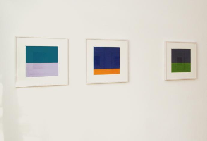 Jo Kuhn, Drei Pastellzeichnungen, 2008, Pastellkreide auf Velourspapier, je 32 x 32 cm, gerahmt 50 x 50 cm