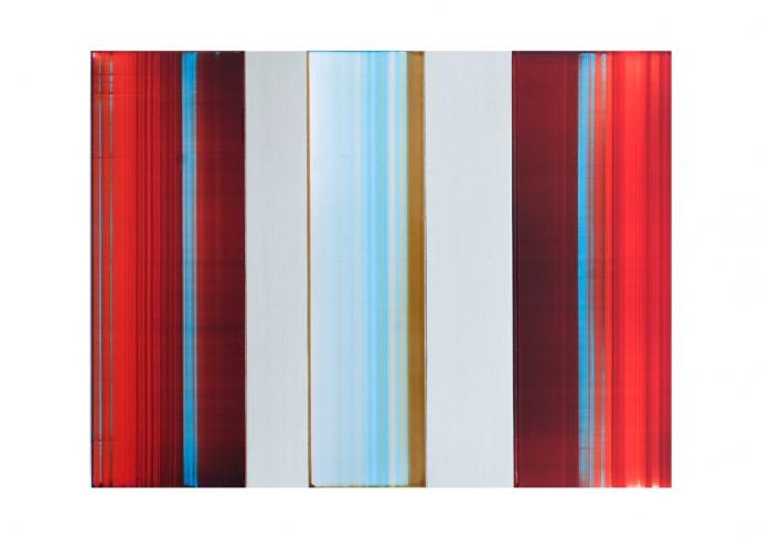 Eric Butcher, PR 677 (Chronicle), 2015, Öl und Harz auf Aluminium, zweiteilig, 25 x 33 cm