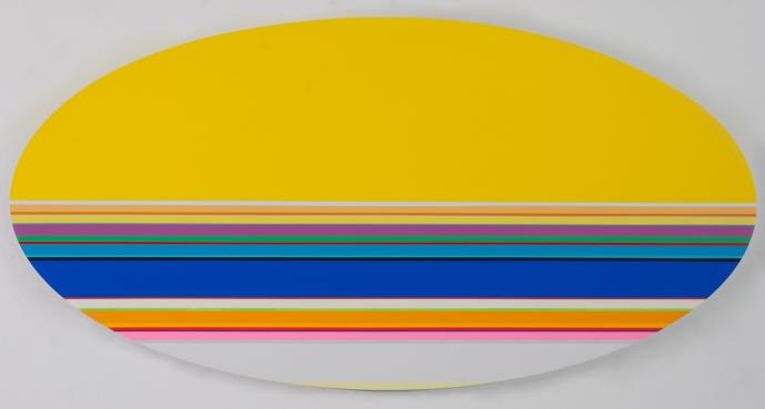 Nicholas Bodde, No. 1073 oval, 2014, Öl und Acryl auf Aluminium, 60 x 120 cm